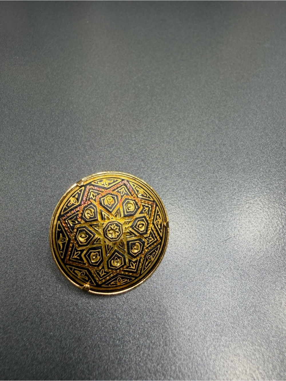 Vintage Damascene Brooch #7DA